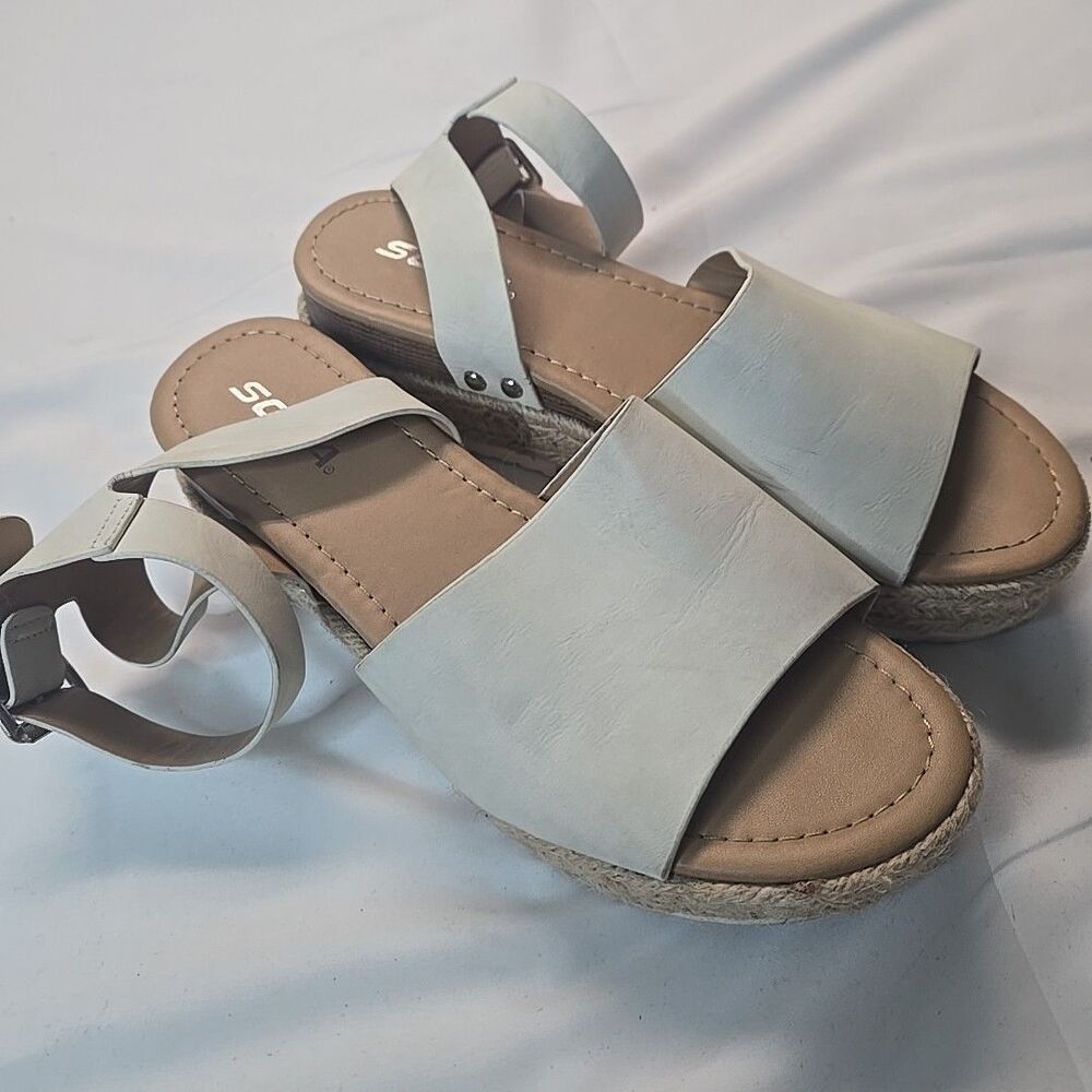 Soda Topic Espadrille Sandals Womens Braided Jute Platform Flats 8.5 Brown